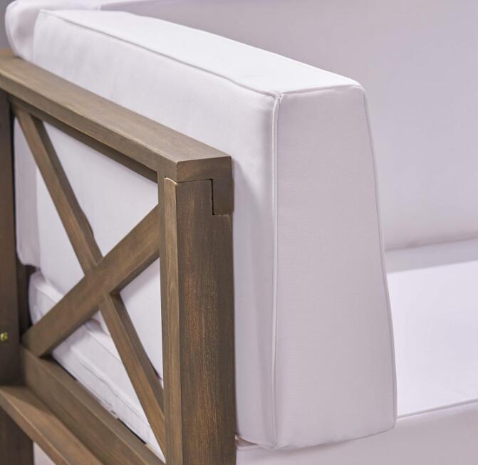Christopher Knight Home® Brava White X-Back Arm Chair with Acacia Frame & Water-Resistant Cushions