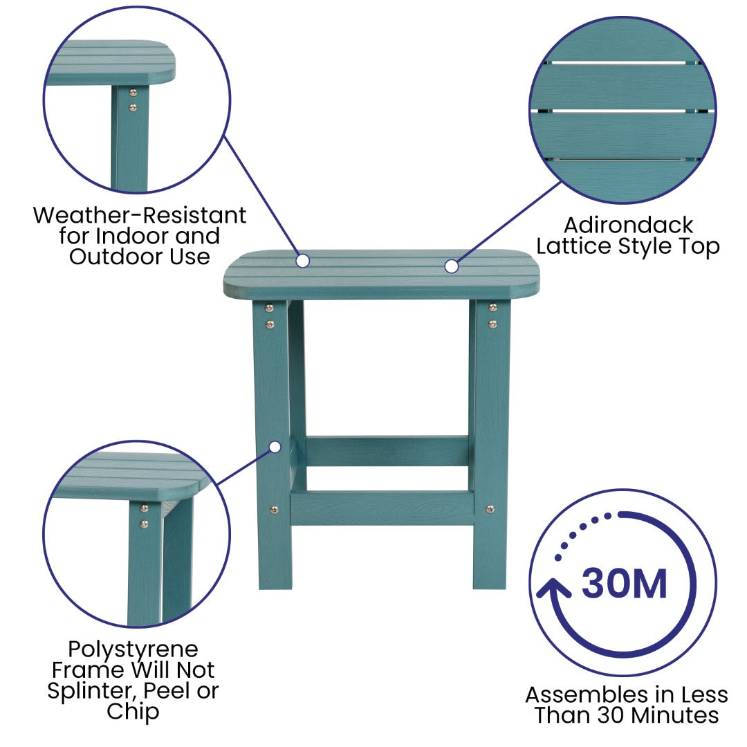 Premium Set of Two All-Weather UV-Resistant Poly Resin Rocking Chairs with an Adirondack Style Side Table for Indoor and Outdoor Use