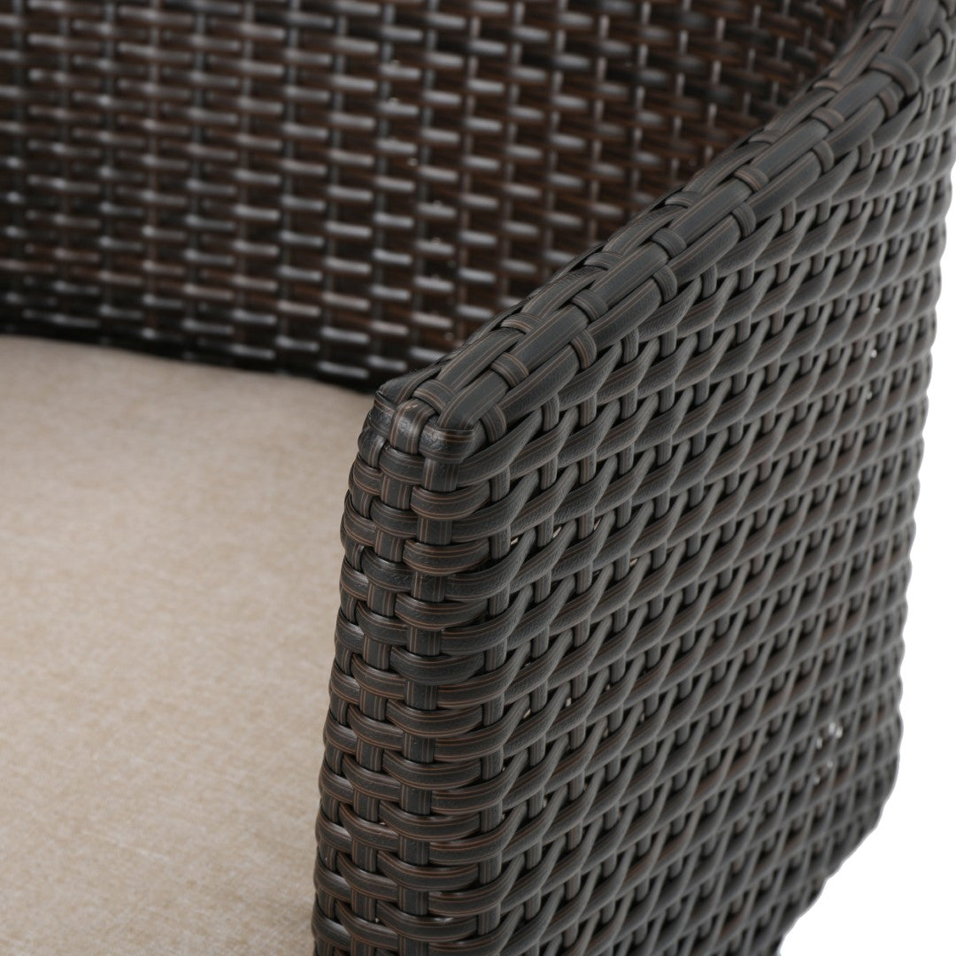 Christopher Knight Home® Iona Three - Piece Outdoor Wicker Conversation Set in Multi - Brown Shades with Dark Brown - Finished Metal Legs and Beige - Colored Cushions