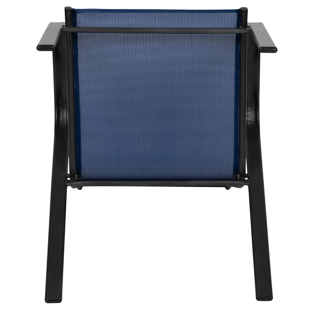 Commercial-Grade Outdoor Stackable 4-Pack Patio Chairs with Flex Comfort Material and Sturdy Metal Frame