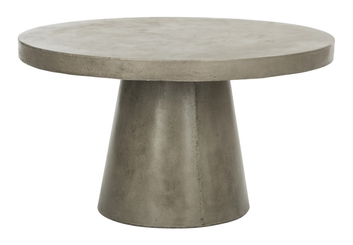Delfia Contemporary Circular Coffee Table in 27.56-inch Dark Grey Concrete for Both Indoor and Outdoor Sophistication