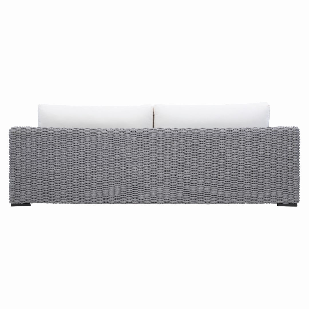 Luxury Outdoor Capri Sofa with Gray Mist Woven Rope Design and Plush Cushions for Supreme Comfort