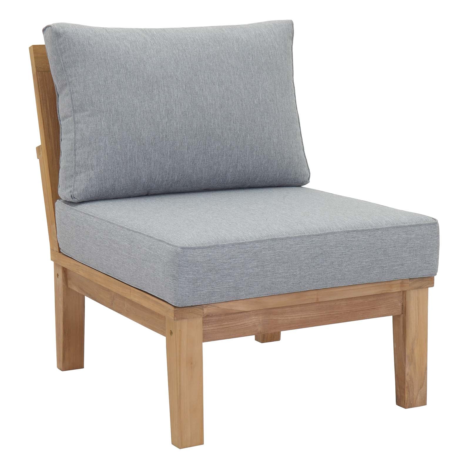 Marina Teak Wood Outdoor Patio Sofa Sectional Set - Sturdy and Weatherproof Design Ideal for Your Patio Relaxation