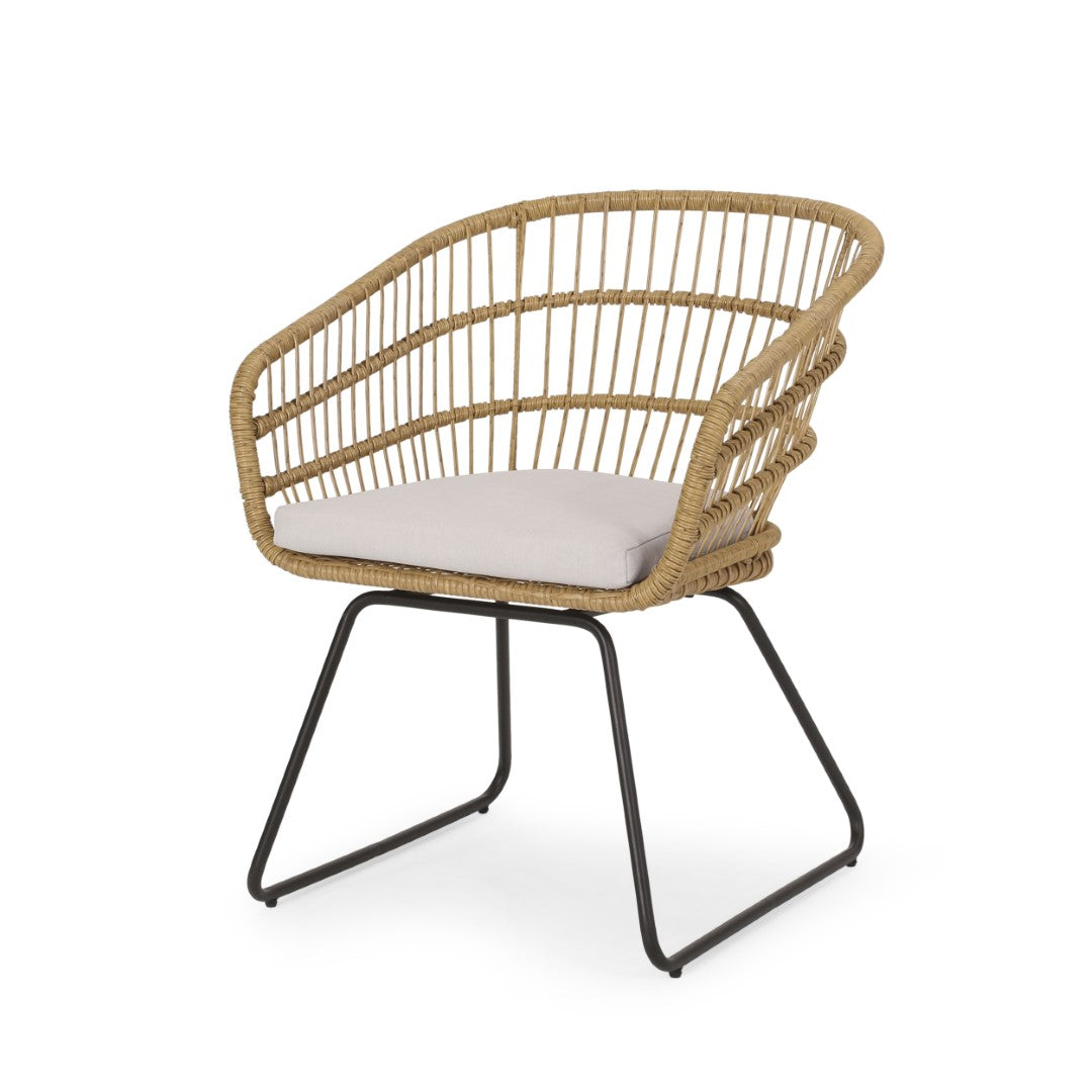 Christopher Knight Home® Lemere 2 - Piece Light Brown, Beige & Black Outdoor Wicker Dining Chairs with Cushions