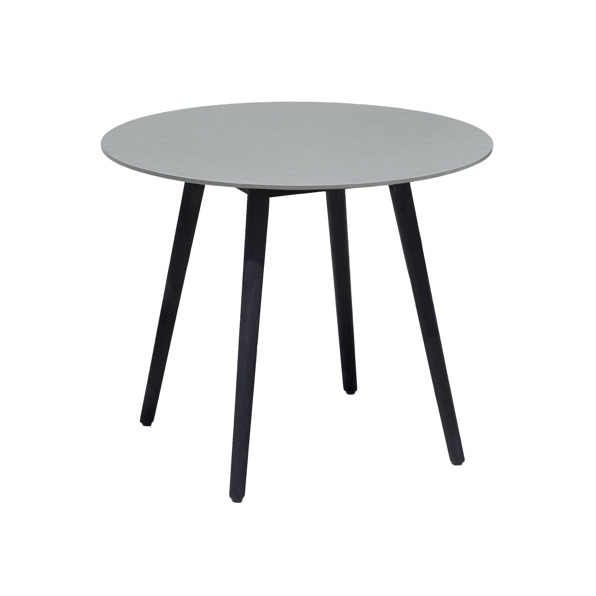 Stylish Gray and Black Round Stone Dining Set with Versatile Table and 2 Comfortable Chairs
