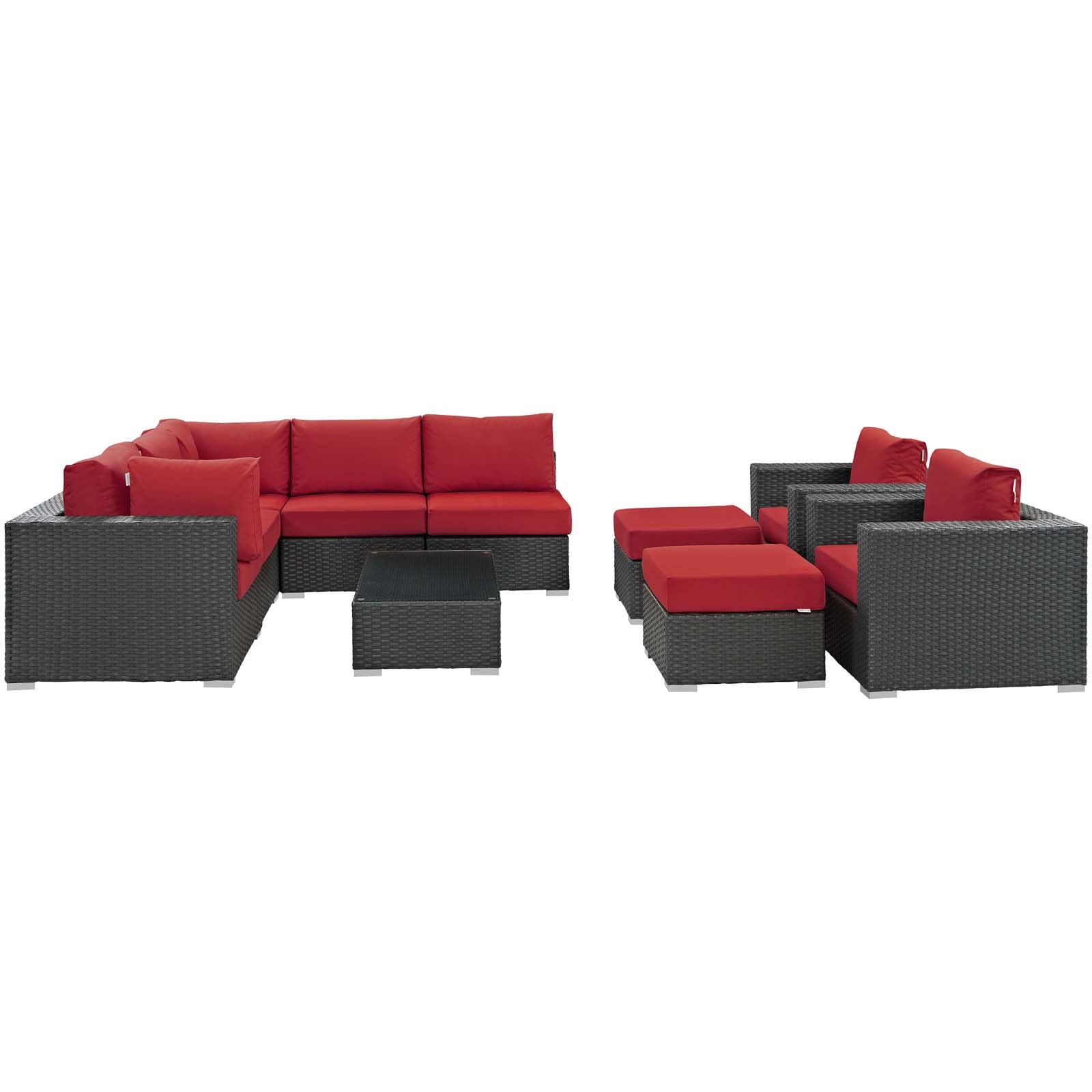 Sojourn 10-Piece Outdoor Patio Furniture Set with Sunbrella® Cushions for Total Relaxation