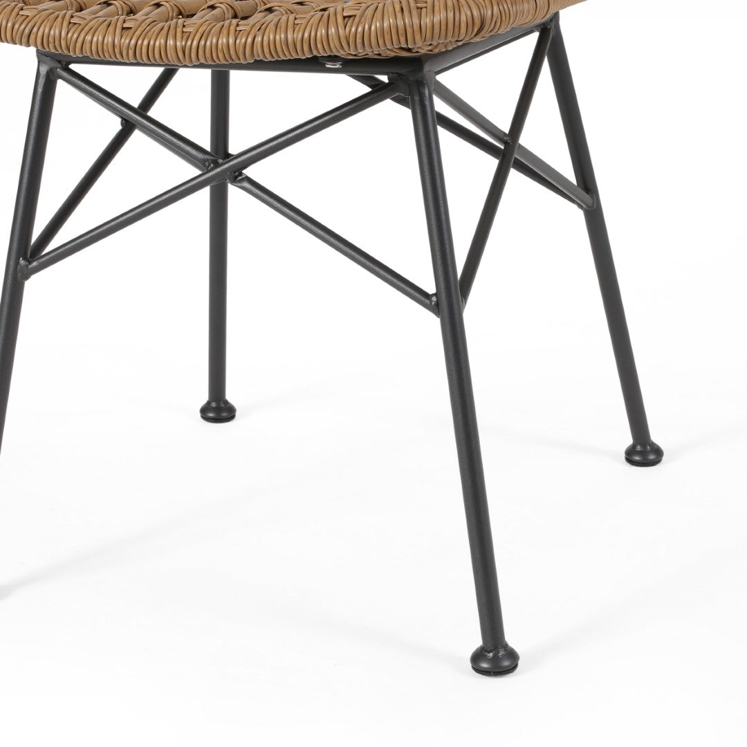 Christopher Knight Home® Set of 2 Modern Indoor Rattan and Iron Dining Chairs in Light Brown and Black