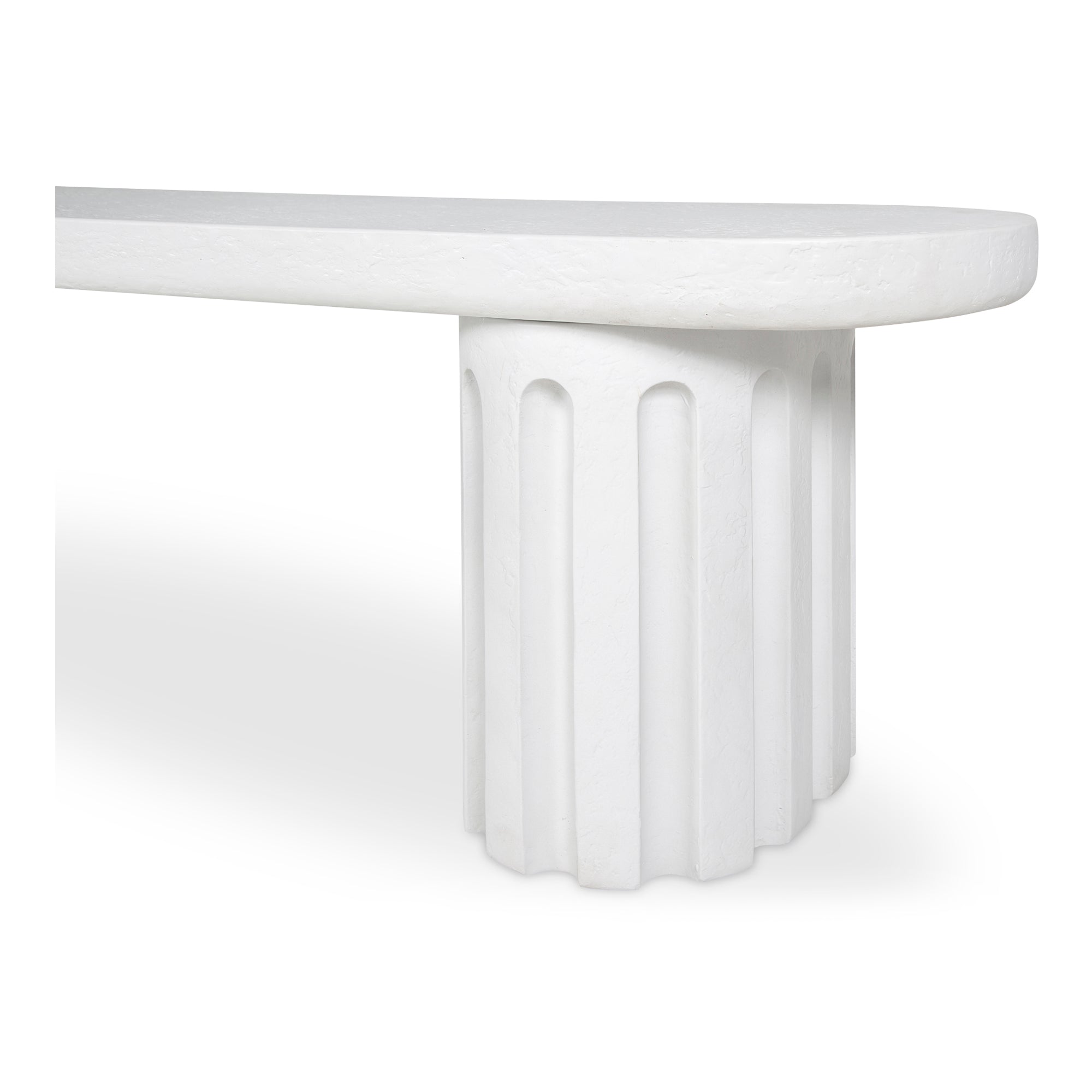 Stylish Eris Outdoor Dining Bench with Unique Fluted Design in Glass Fiber Reinforced Concrete