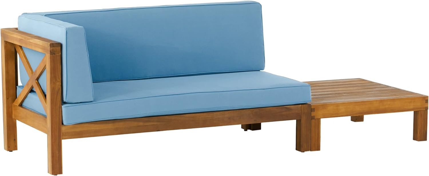 Christopher Knight Home® Blue Brava X-Back Corner Bench Set Including a Coffee Table for Outdoor Use