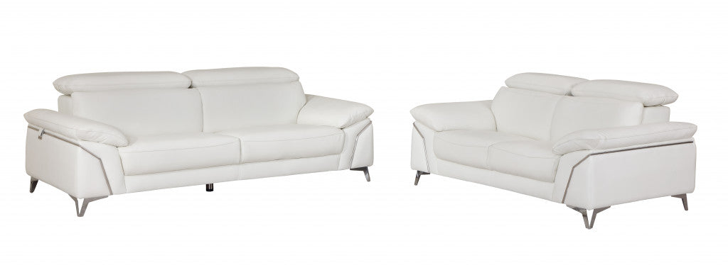Luxurious 2-Piece Indoor Italian White Leather Seating Set for Stylish Homes
