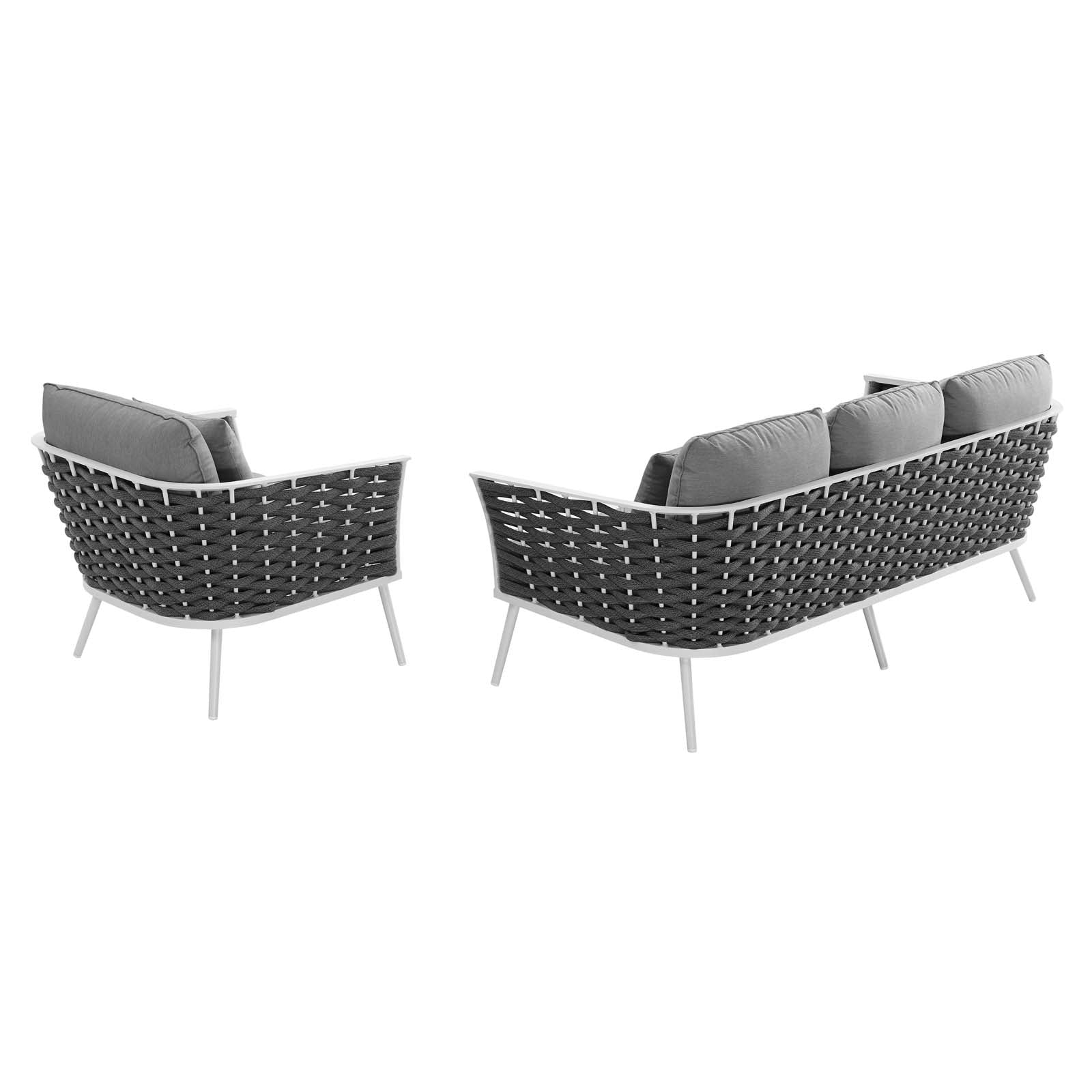 Stance Modern Two-Piece Outdoor Aluminum Sectional Sofa Set Featuring Plush Cushions for the Utmost Comfort