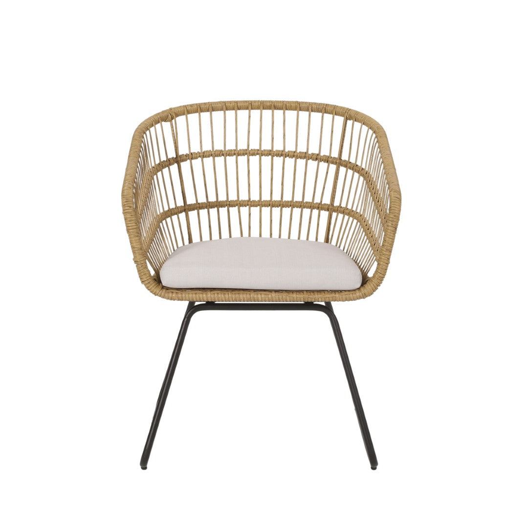 Christopher Knight Home® Lemere 2 - Piece Light Brown, Beige & Black Outdoor Wicker Dining Chairs with Cushions