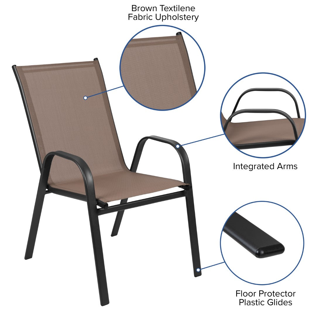 Commercial-Grade Outdoor Stackable 4-Pack Patio Chairs with Flex Comfort Material and Sturdy Metal Frame