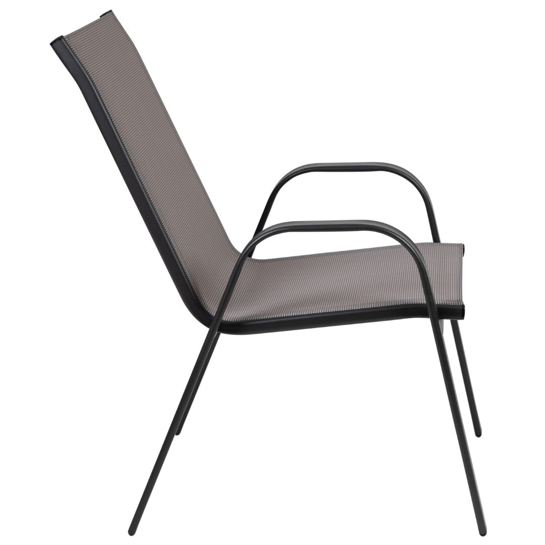 Commercial-Grade Outdoor Stackable 4-Pack Patio Chairs with Flex Comfort Material and Sturdy Metal Frame