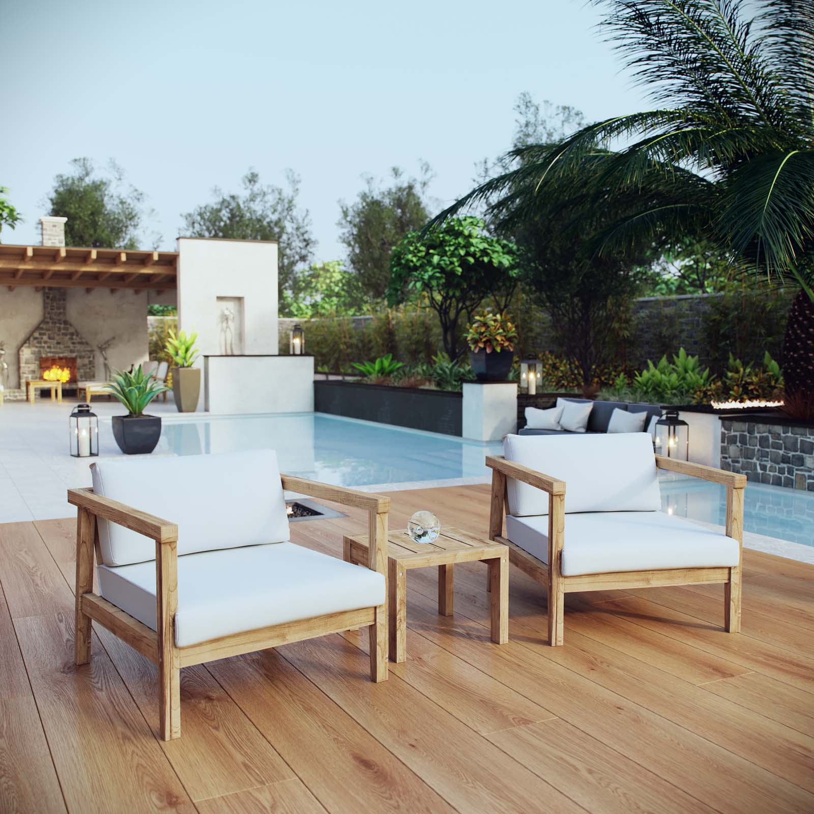 Stylish & Durable Bayport Premium 3-Piece Teak Outdoor Patio Set with Weather-Resistant Cushions