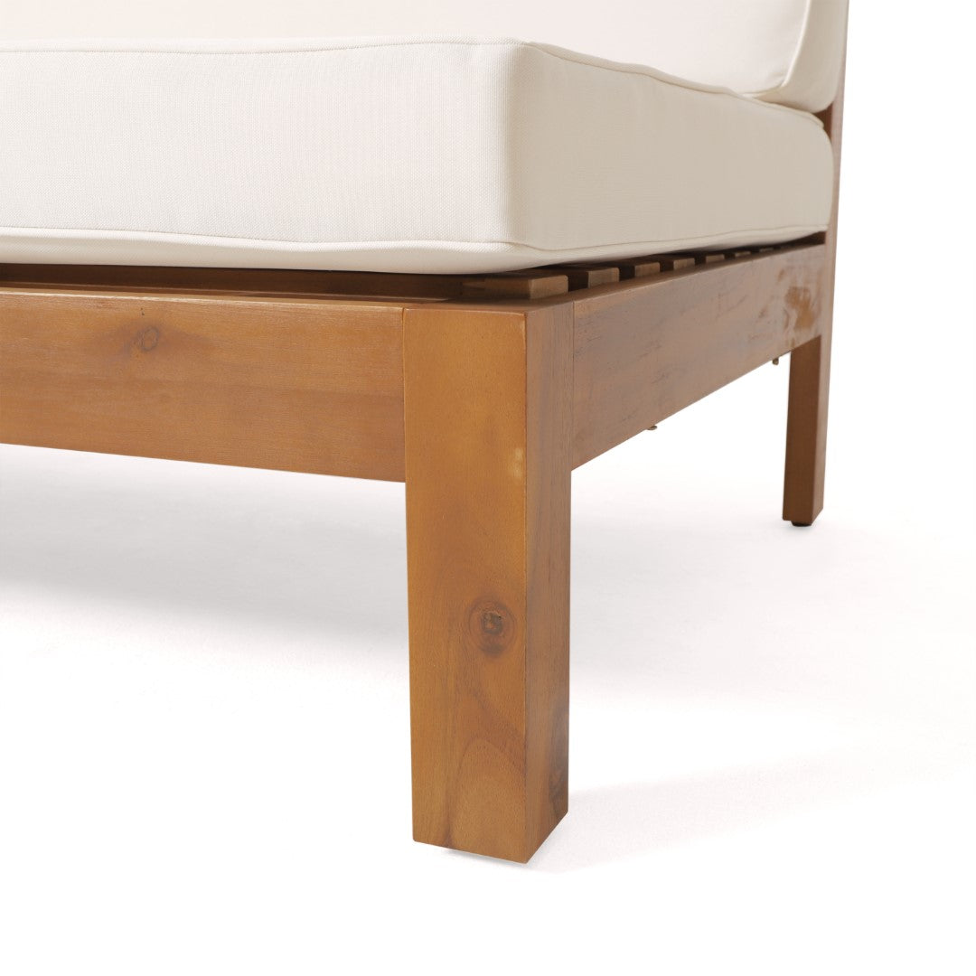 Christopher Knight Home® Brava X-Back Left Corner Bench for Indoor and Outdoor Use, Beige - Exuding Rustic Charm, Constructed with Durable Acacia Wood, Water-Resistant Cushions, Dimensions: 58.25 x 30.25