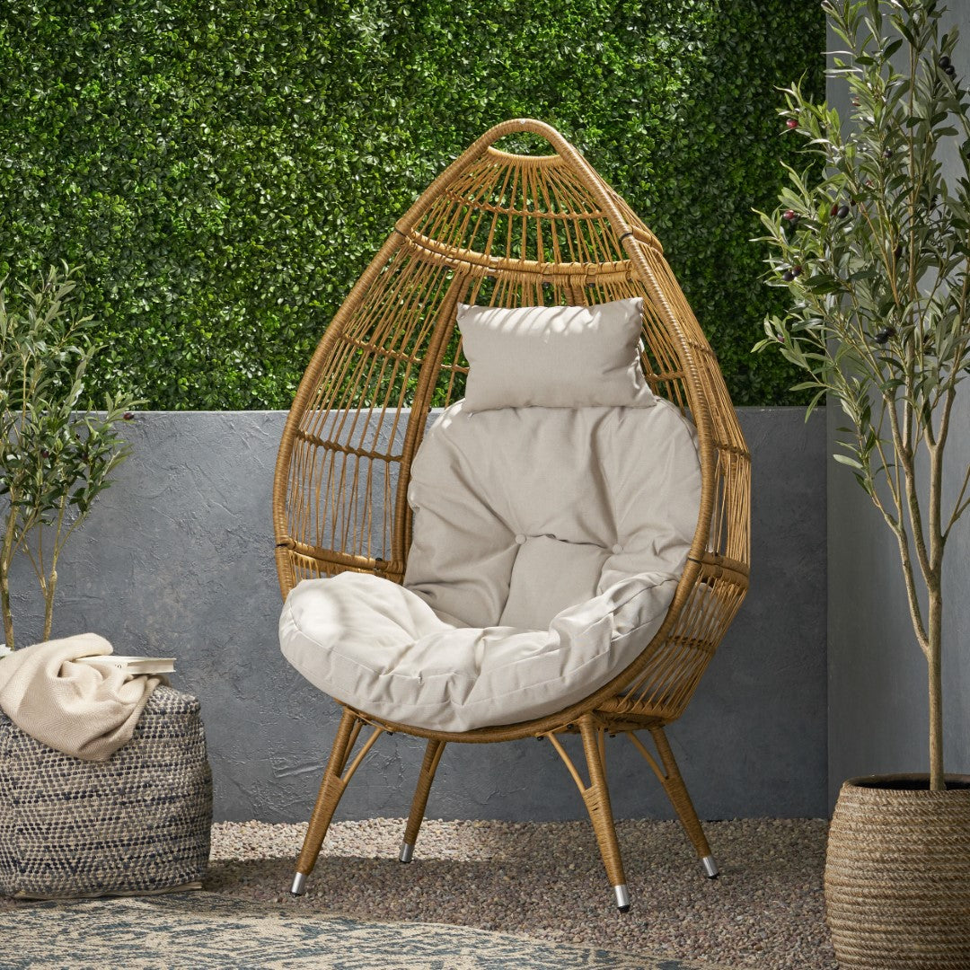Christopher Knight Home® Teardrop Wicker Chair with Cushion - Outdoor Cozy Relaxation