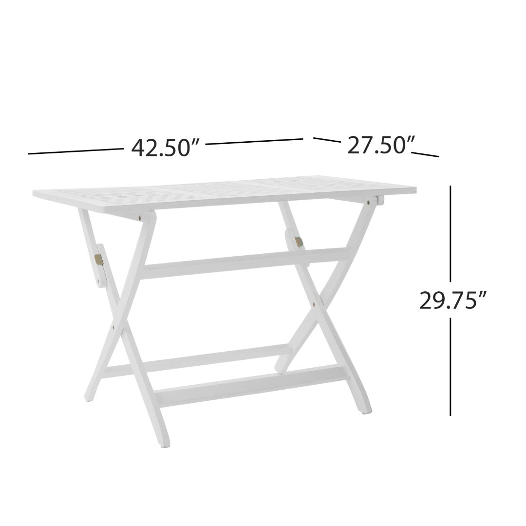 Christopher Knight Home® Foldable Outdoor Dining Table Made of Acacia Wood with a Stunning White Finish