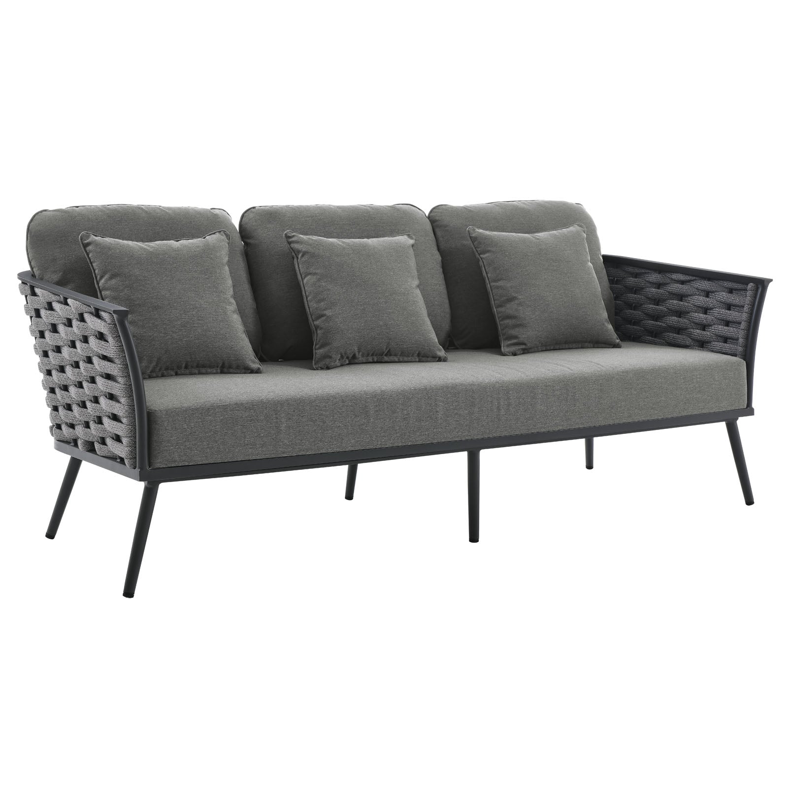 Stance Modern Outdoor Patio Sofa Set with All-Weather Cushions and Aluminum Frame for Relaxing Gatherings