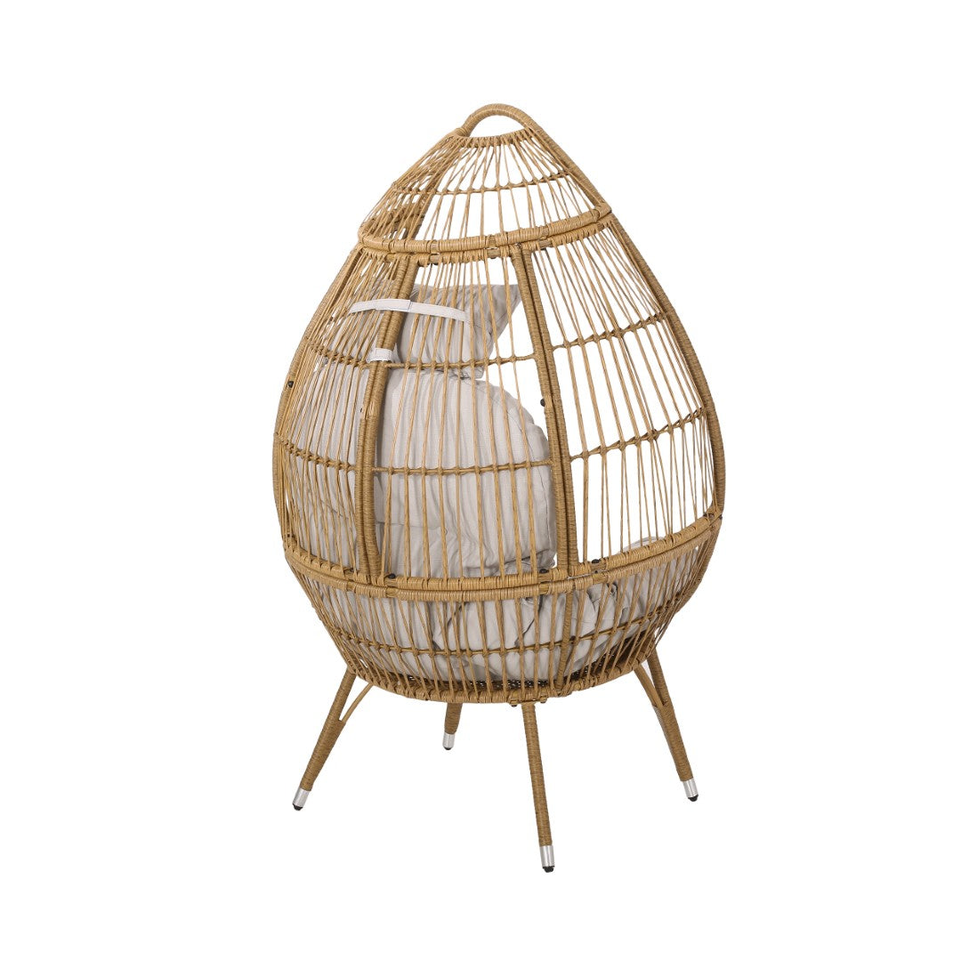 Christopher Knight Home® Outdoor Teardrop-Shaped Wicker Chair with Water-Resistant Cushion for Cozy Relaxation