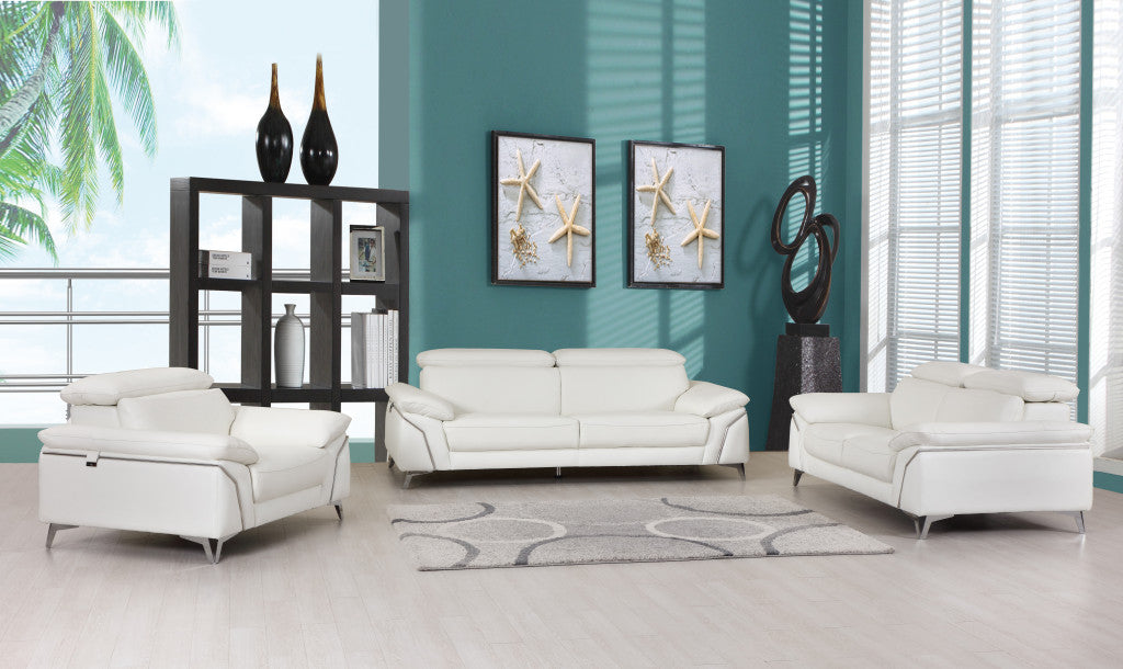Luxurious 2-Piece Indoor Italian White Leather Seating Set for Stylish Homes