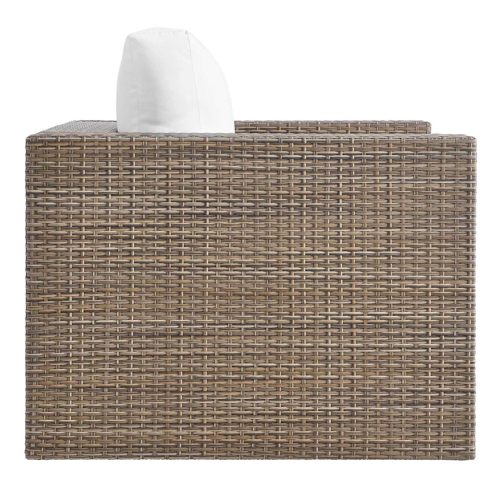 Convene Outdoor Patio 4-Piece Furniture Set - Elegant Synthetic Rattan Weave Design, All-Weather Resistant Cushions and Tempered Glass Top Table for Outdoor Spaces