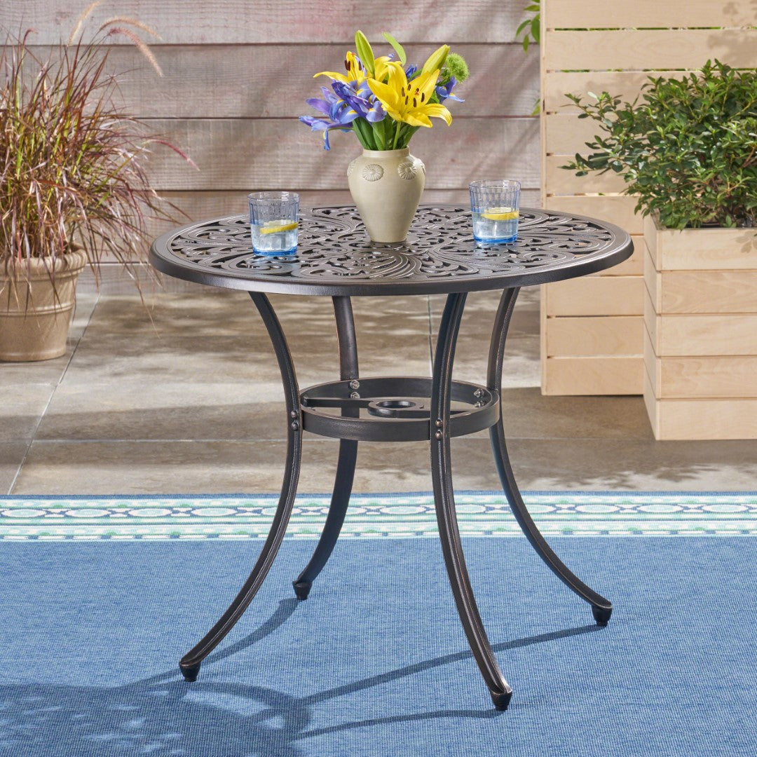 Christopher Knight Home® Vigo Vintage Outdoor Dining Table with Lustrous Copper Finish, Aluminum Frame
