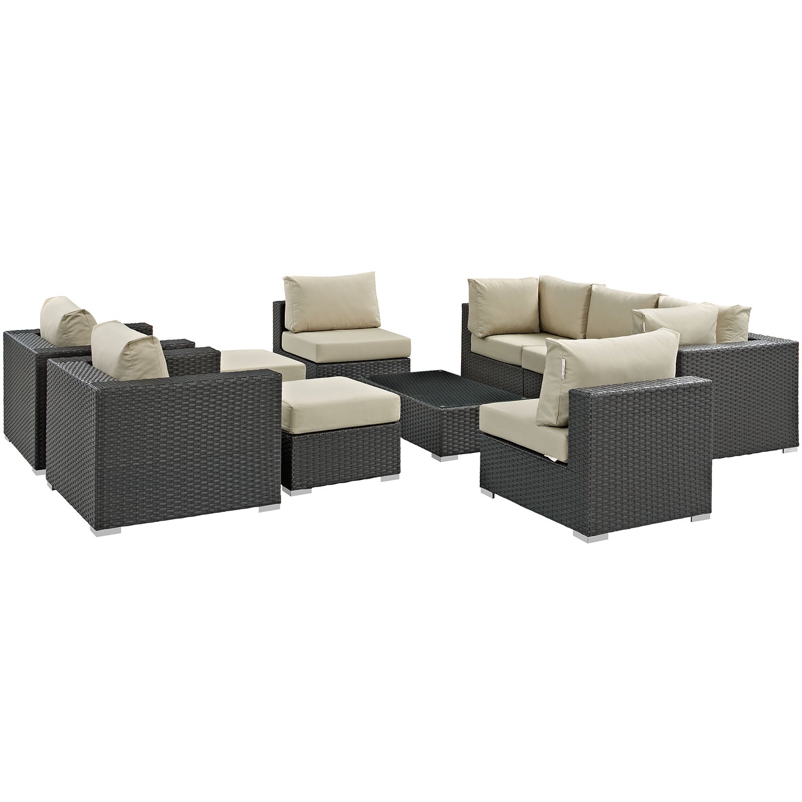 Sojourn 10-Piece Outdoor Patio Furniture Set with Sunbrella® Cushions for Ultimate Relaxation