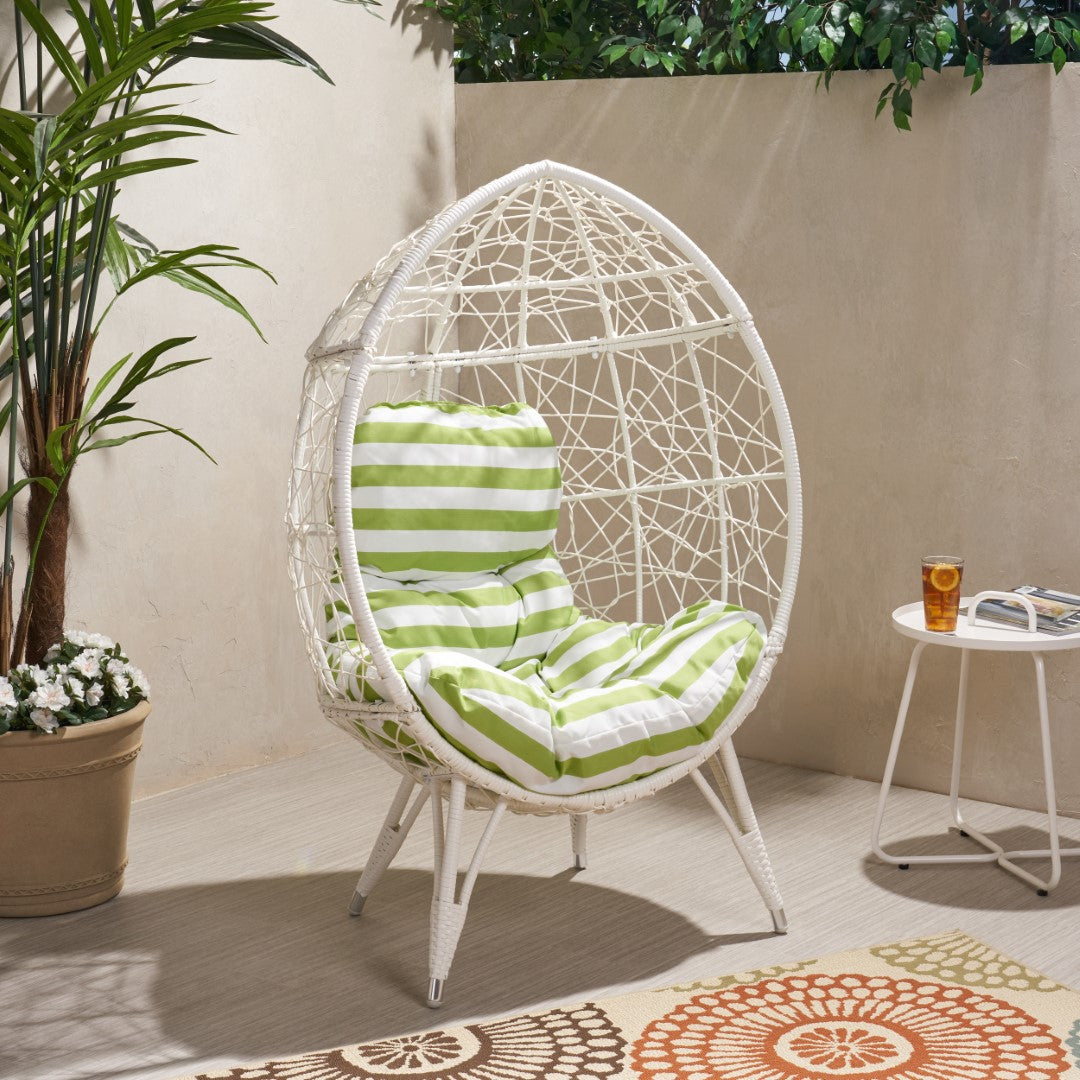 Christopher Knight Home® Stylish Gianni Teardrop-shaped Outdoor Wicker Chair with Comfortable Cushion - A Perfect Seating Option for Outdoor Spaces