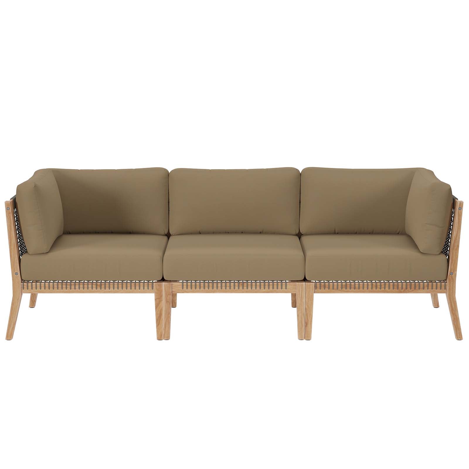 Clearwater Premium Teak Outdoor Patio Sofa with Stylish Rope Webbing and Comfort Cushions
