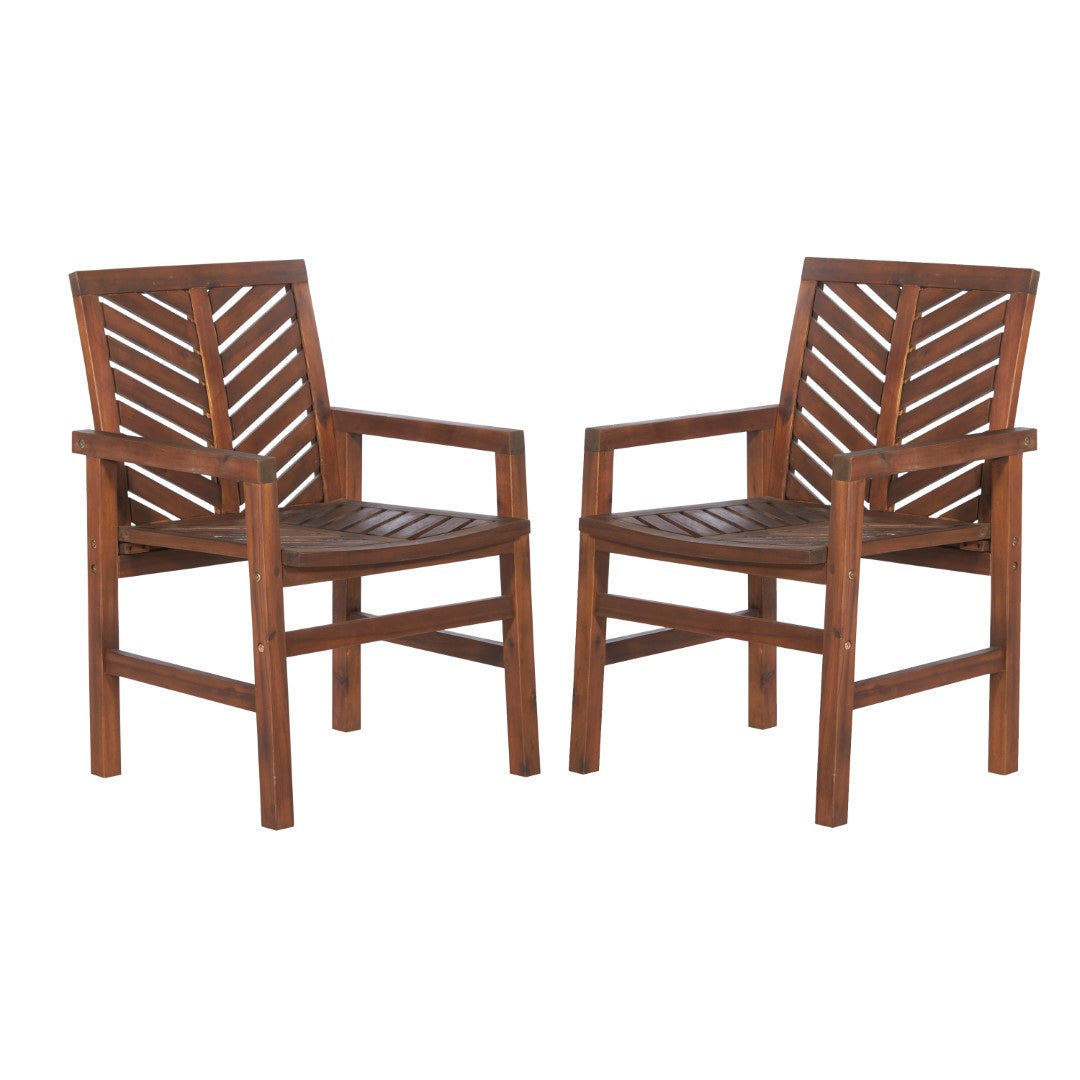 Stylish Outdoor Patio Wood Chairs - A Set of Two Acacia Hardwood Seats for Relaxing and Enjoying the Outdoors