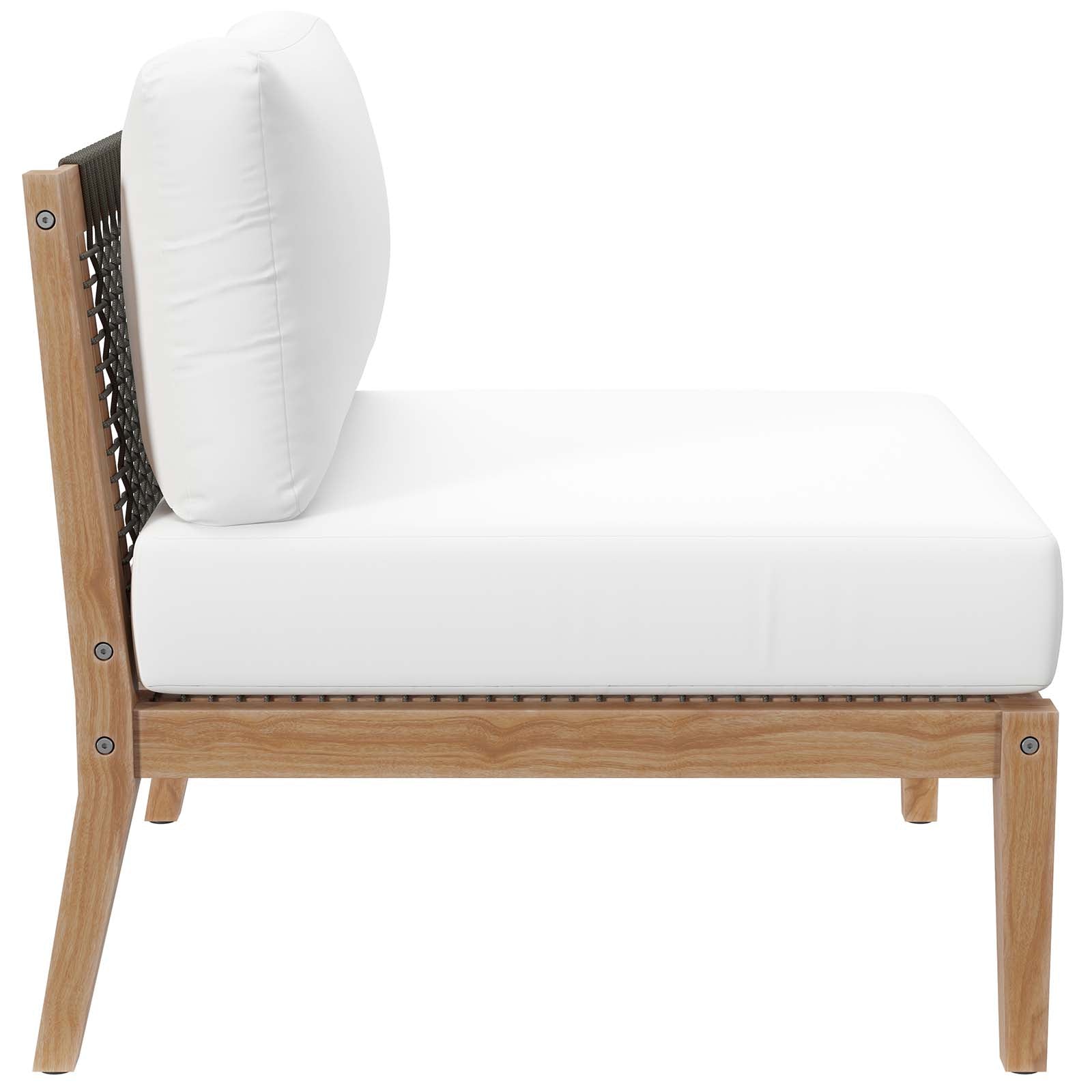 Clearwater Premium Teak Outdoor Patio Sofa with Stylish Rope Webbing and Comfort Cushions