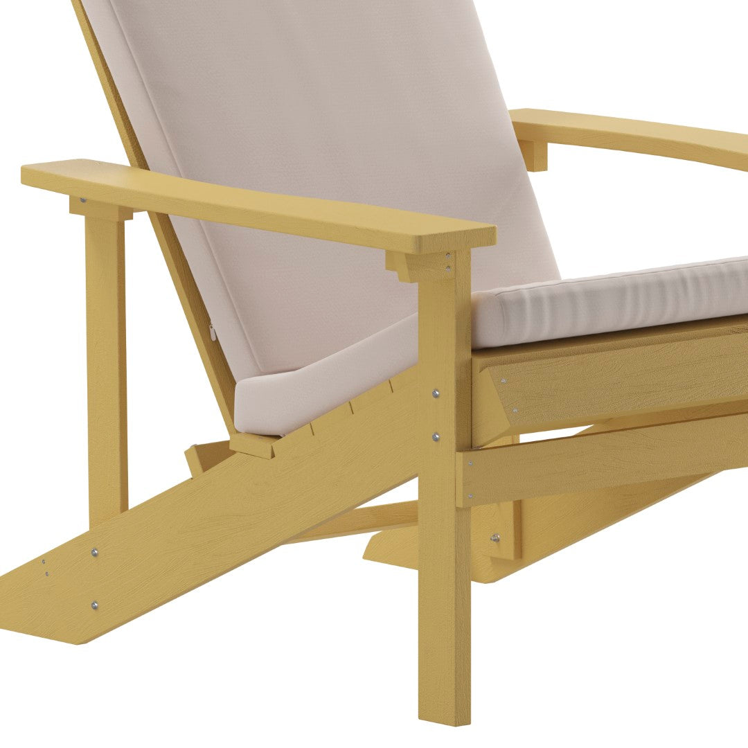 Commercial - Grade Outdoor Set of Two All - Weather Poly Resin Wood Adirondack Chairs Equipped with Cream - Colored Cushions Ideal for Decks, Porches, and Patios
