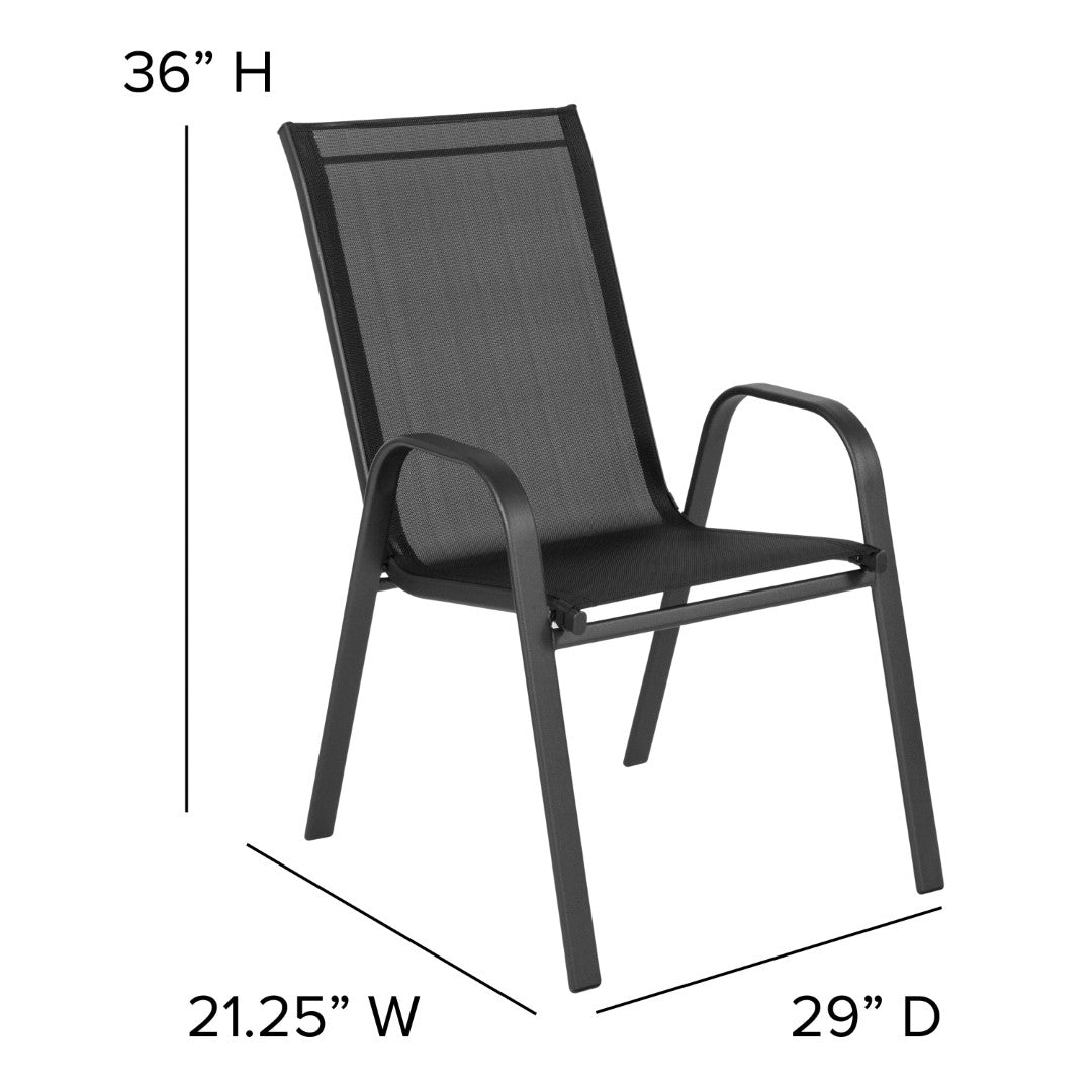 Commercial-Grade Outdoor Stackable 4-Pack Patio Chairs with Flex Comfort Material and Sturdy Metal Frame