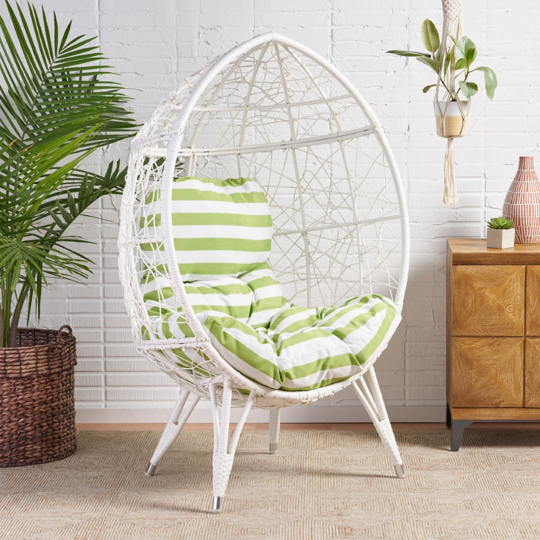 Christopher Knight Home® Stylish Gianni Teardrop-shaped Outdoor Wicker Chair with Comfortable Cushion - A Perfect Seating Option for Outdoor Spaces