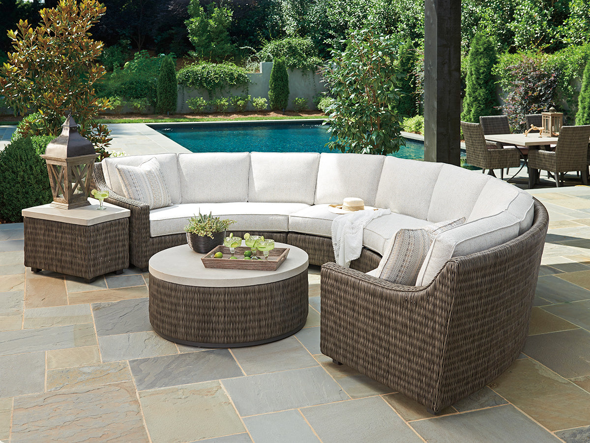 Tommy Bahama 3900 - 950 All - Weather Outdoor Accent Table with Wicker and Weatherstone Top