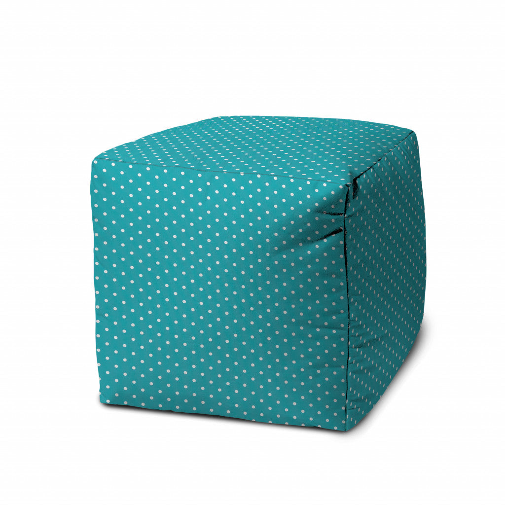 Stylish and Comfortable Turquoise Indoor-Outdoor Polka Dot Pouf Ottoman for Home Decor and Patio Relaxation