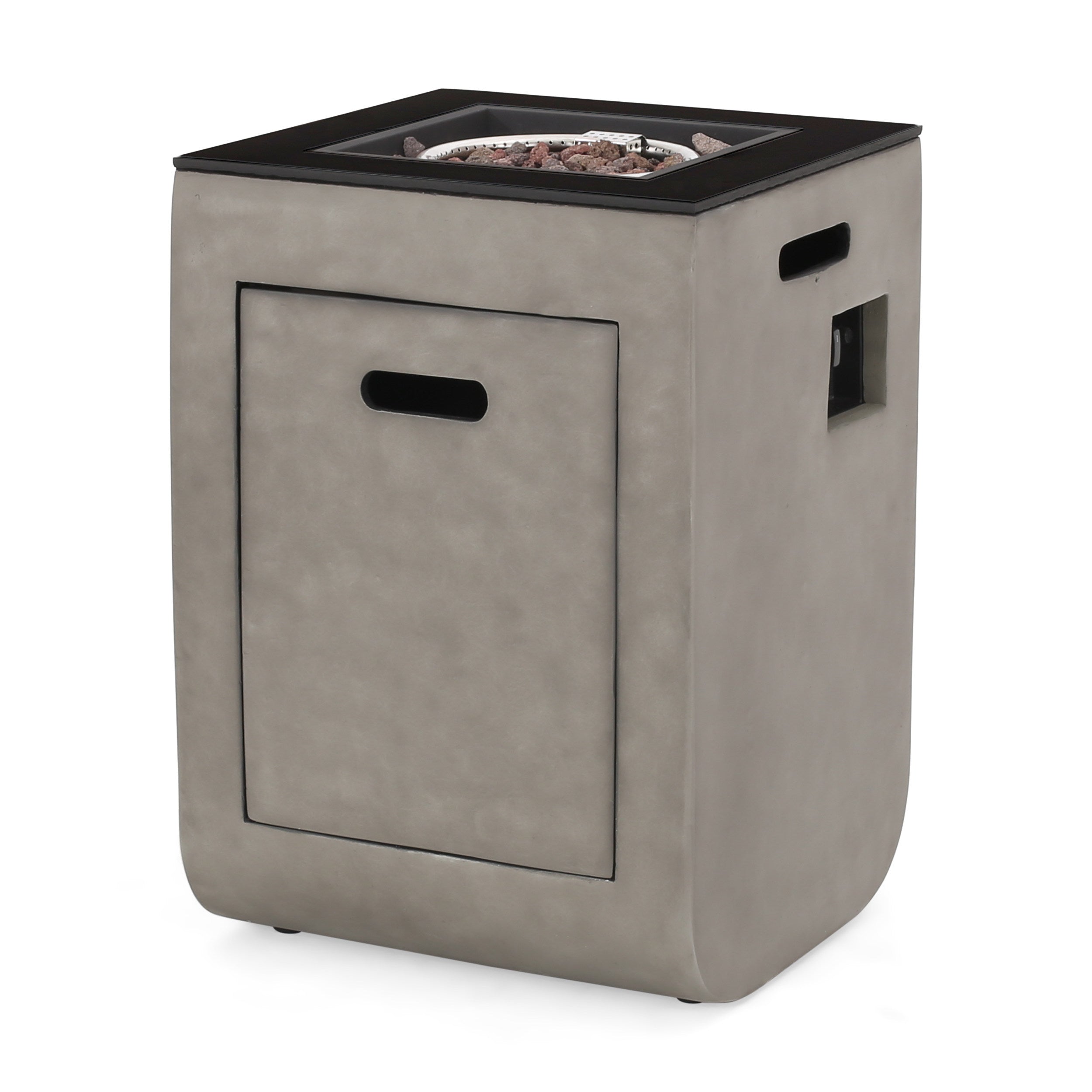 Christopher Knight Home® Adio 19.5-Inch Light Gray & Gloss Black Modern Outdoor Fire Column