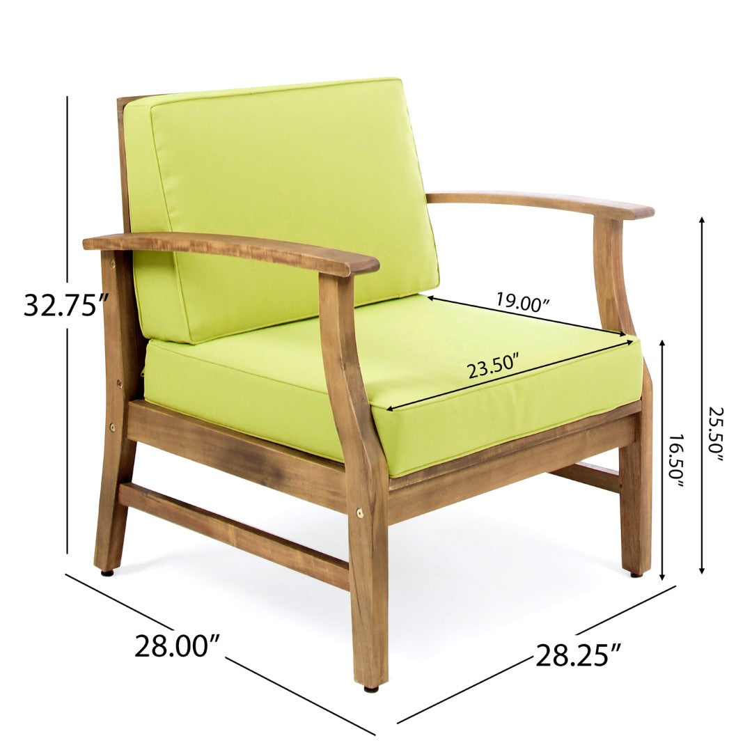 Christopher Knight Home® Perla 2 - Piece Green Club Chairs in Durable Acacia Wood with Slat Design
