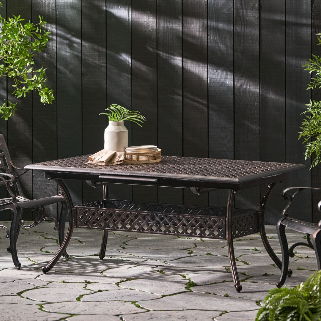 Christopher Knight Home® Abigail Outdoor Dining Table - Expandable Rectangular with Stunning Shiny Copper Finish in Cast Aluminum