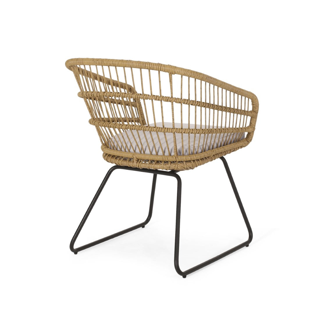 Christopher Knight Home® Lemere 2 - Piece Light Brown, Beige & Black Outdoor Wicker Dining Chairs with Cushions