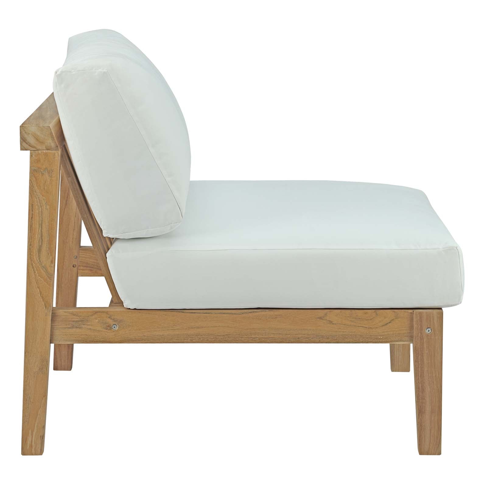 Bayport Weatherproof Outdoor Teak Armless Patio Chair with Washable and Water & UV Resistant Cushions and Stylish Design