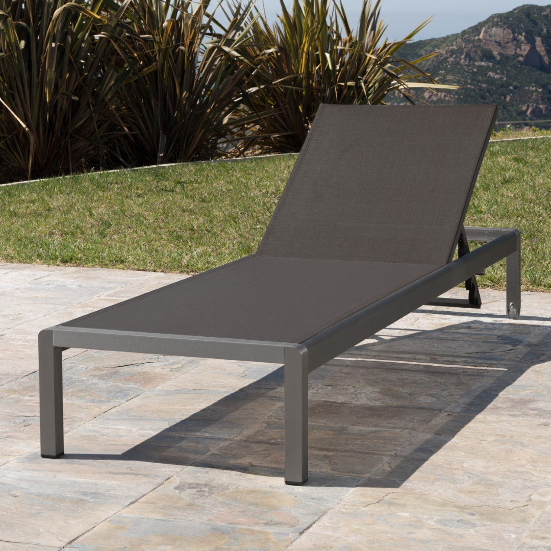 Christopher Knight Home® Grey Outdoor Aluminum Chaise Lounge with Mesh Seat - Cape Coral Style