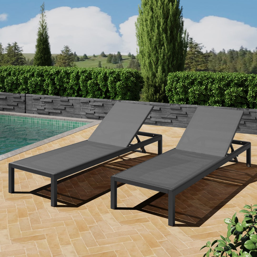 Christopher Knight Home® Cape Coral Premium 2-Piece Outdoor Black Chaise Lounge Set for Relaxing