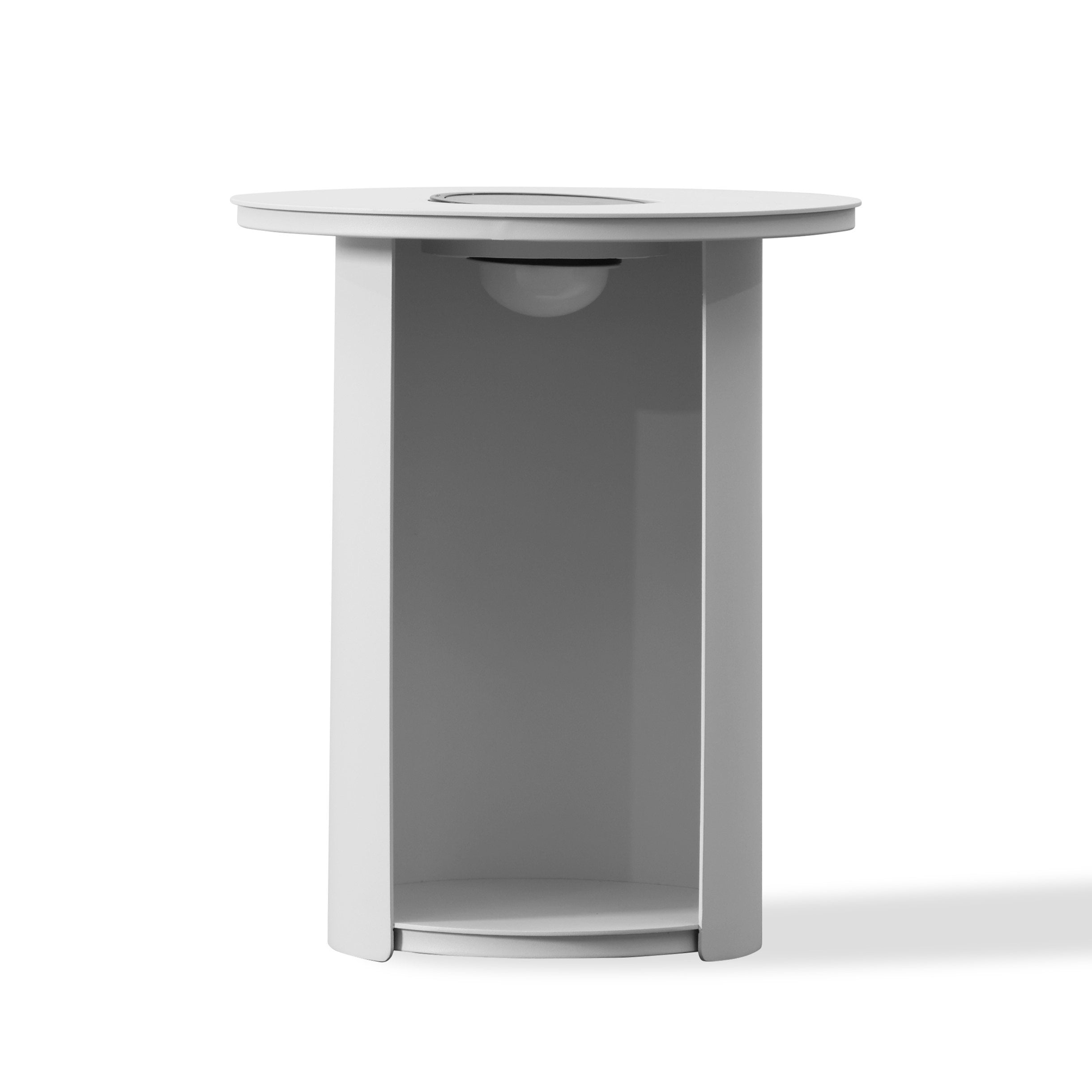 Renava Onza - Elegant White Round Outdoor End Table with Solar Light for Patio