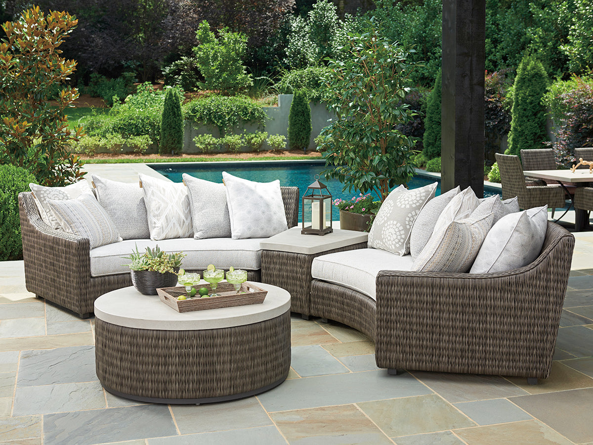 Tommy Bahama 3900 - 950 All - Weather Outdoor Accent Table with Wicker and Weatherstone Top