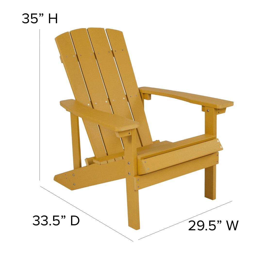 Commercial - Grade Outdoor Set of Two All - Weather Poly Resin Wood Adirondack Chairs Equipped with Cream - Colored Cushions Ideal for Decks, Porches, and Patios