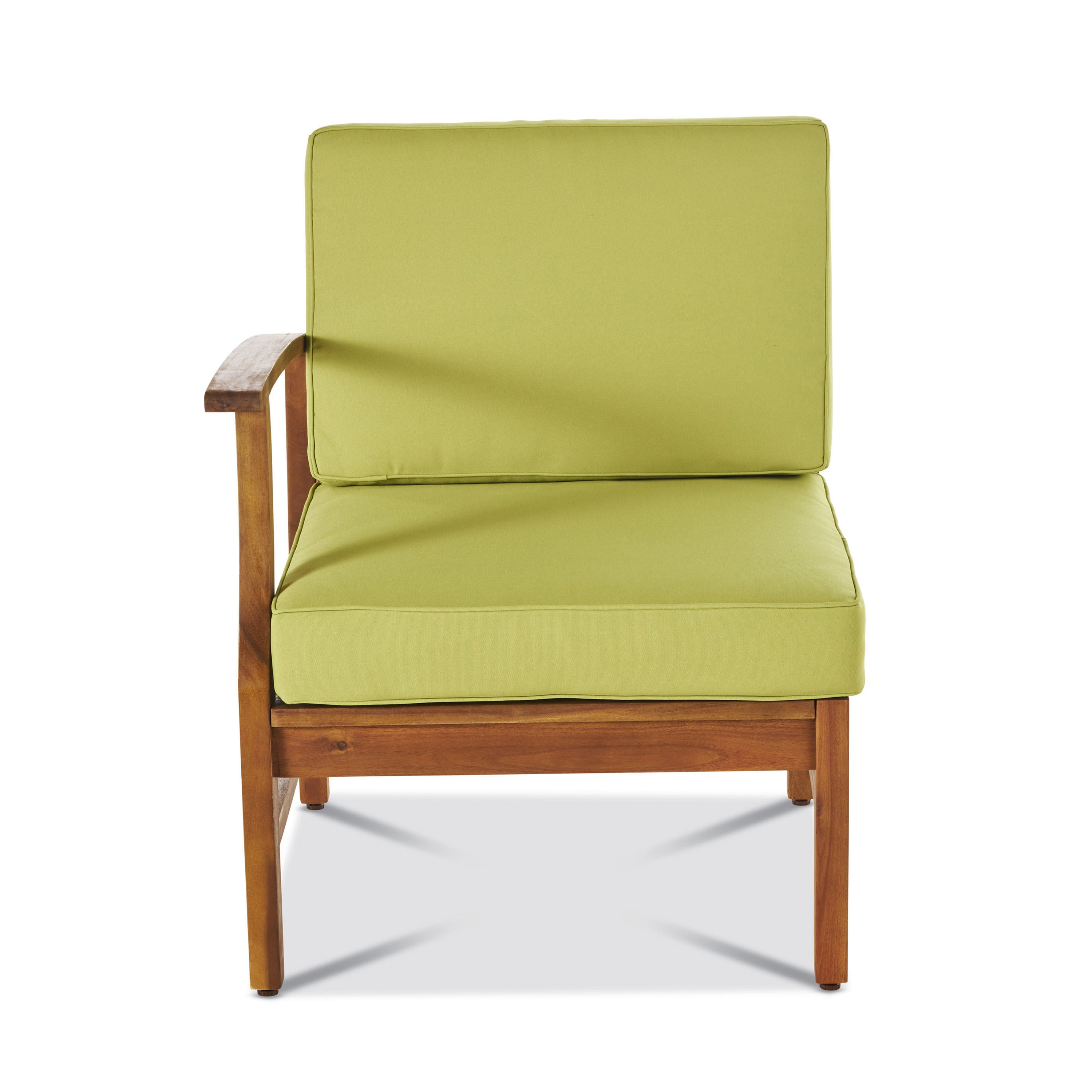 Christopher Knight Home® Acacia Wood Perla Left Armchair, Green with Water-Resistant Cushions, Easy Maintenance | 26 x 28 x 32.75