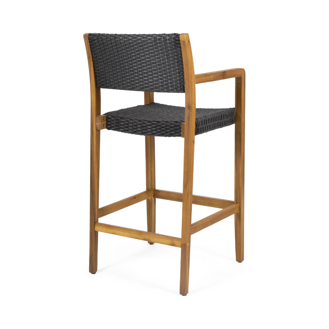 Christopher Knight Home® Genesee 2 - Piece Set of Premium Outdoor Acacia Wood Barstools with Wicker