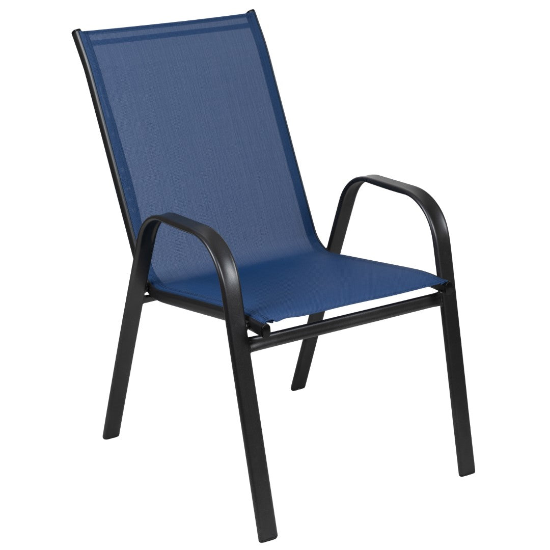 Commercial-Grade Outdoor Stackable 4-Pack Patio Chairs with Flex Comfort Material and Sturdy Metal Frame